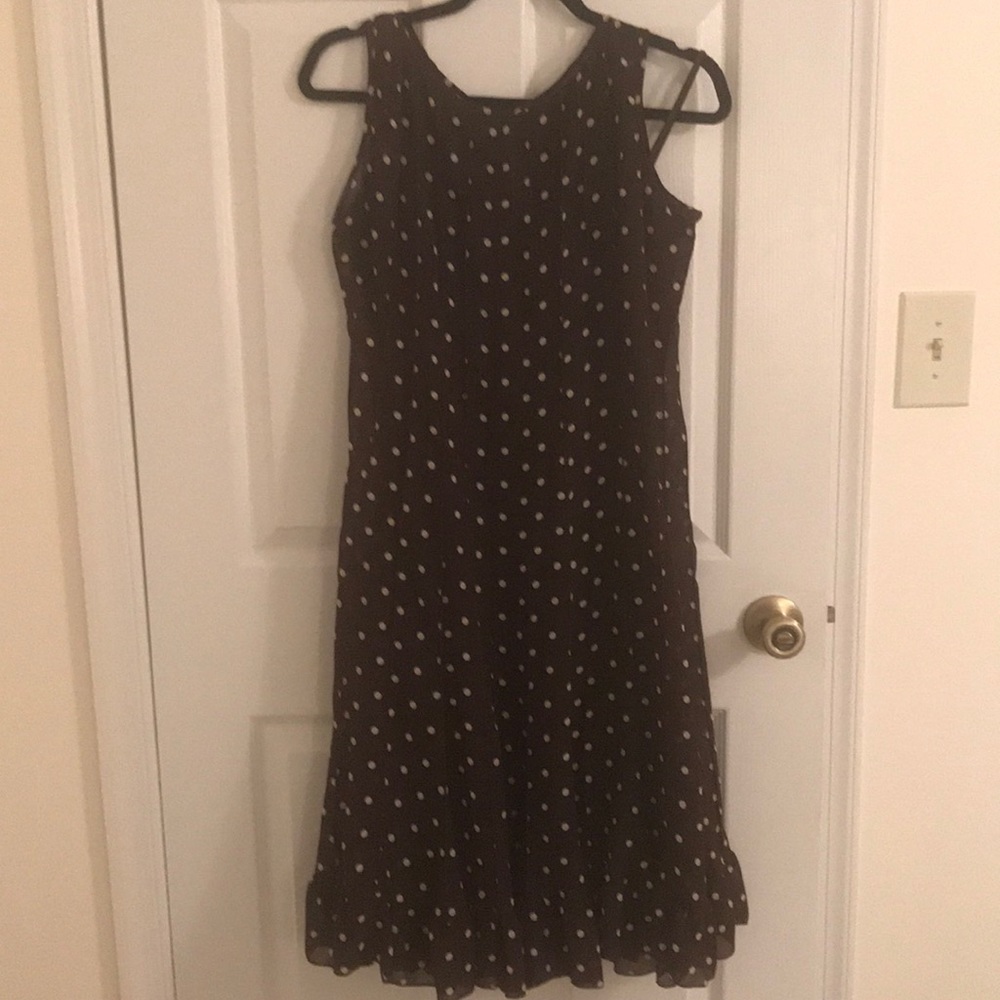Brown dress with beige polka dots size 8